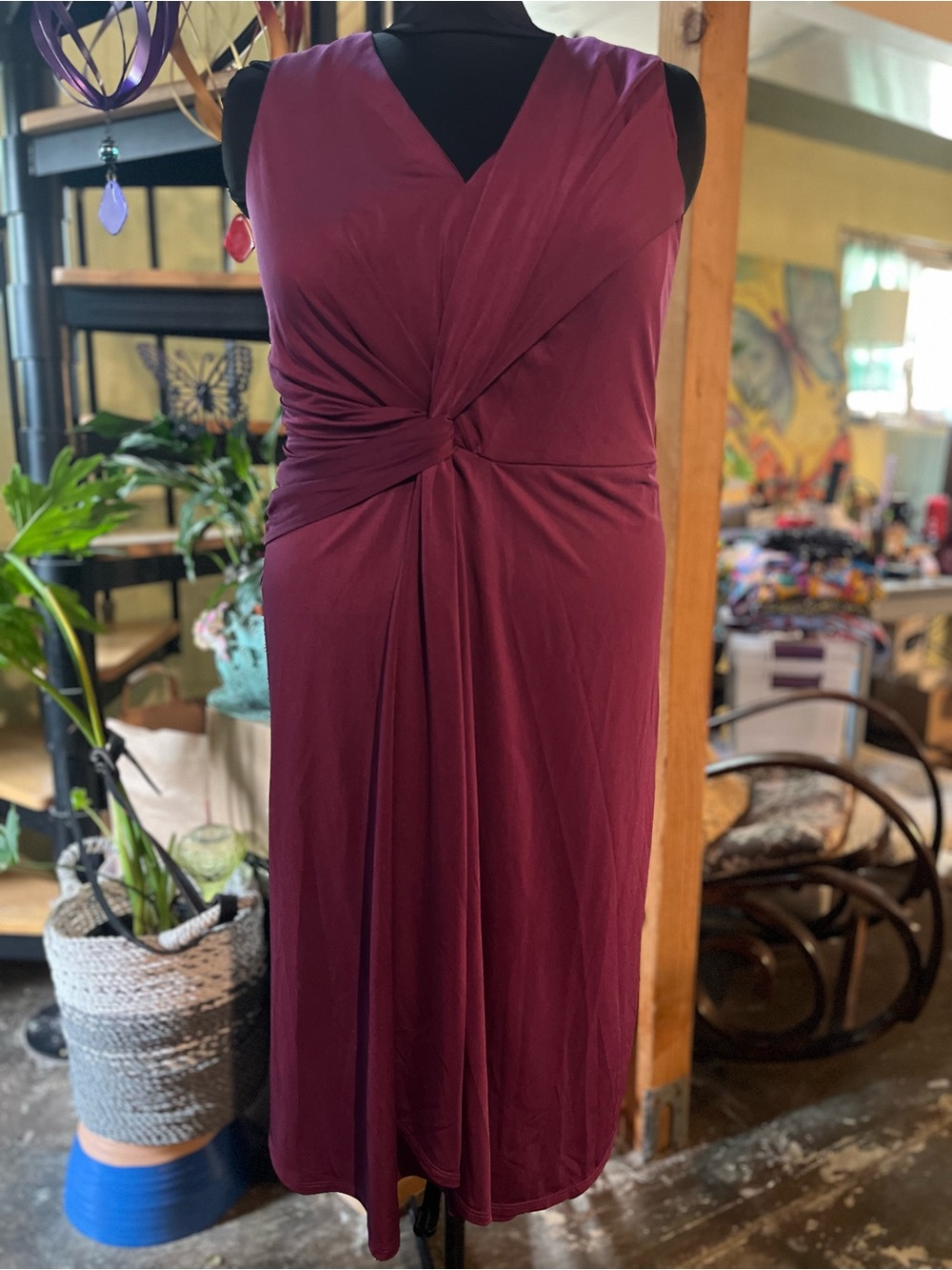 London Times purple Twist-Front Midi Dress